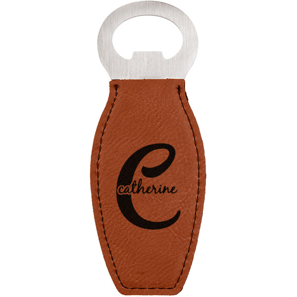 Custom Name & Initial (Girly) Leatherette Bottle Opener (Personalized)