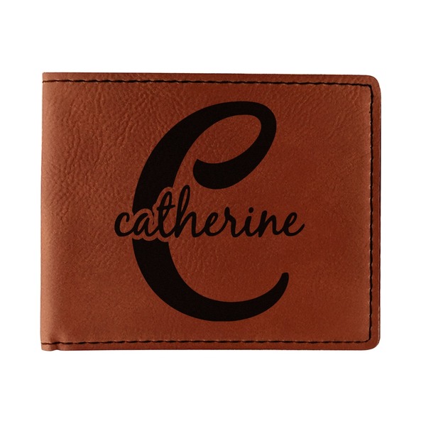 Custom Name & Initial (Girly) Leatherette Bifold Wallet (Personalized)