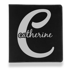 Name & Initial (Girly) Leather Binder - 1" - Black (Personalized)