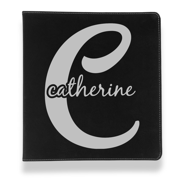 Custom Name & Initial (Girly) Leather Binder - 1" - Black (Personalized)