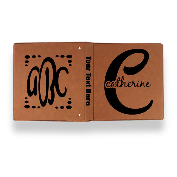 Name & Initial (Girly) Leather Binder - 1" - Rawhide - Back Spine Front View