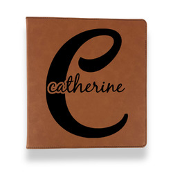 Name & Initial (Girly) Leather Binder - 1" - Rawhide (Personalized)
