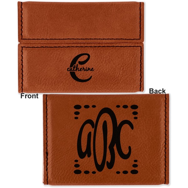 Name & Initial (Girly) Leather Business Card Holder - Front Back