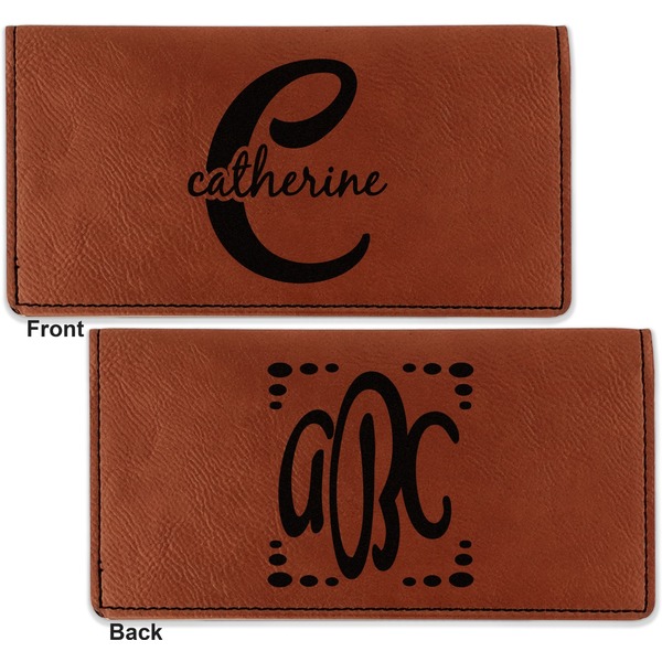 Name & Initial (Girly) Leather Checkbook Holder Front and Back