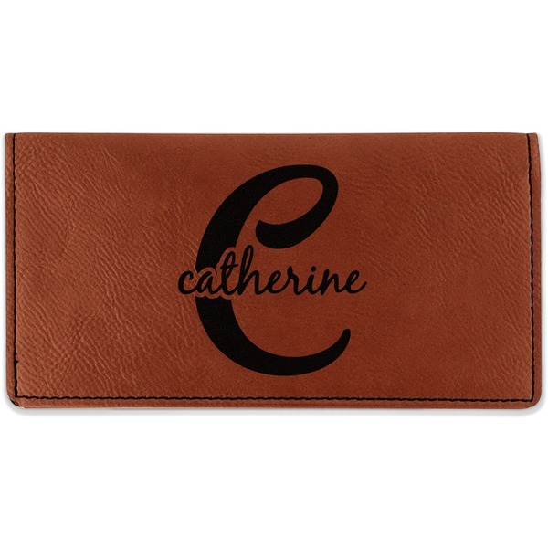 Custom Name & Initial (Girly) Leatherette Checkbook Holder - Double Sided (Personalized)