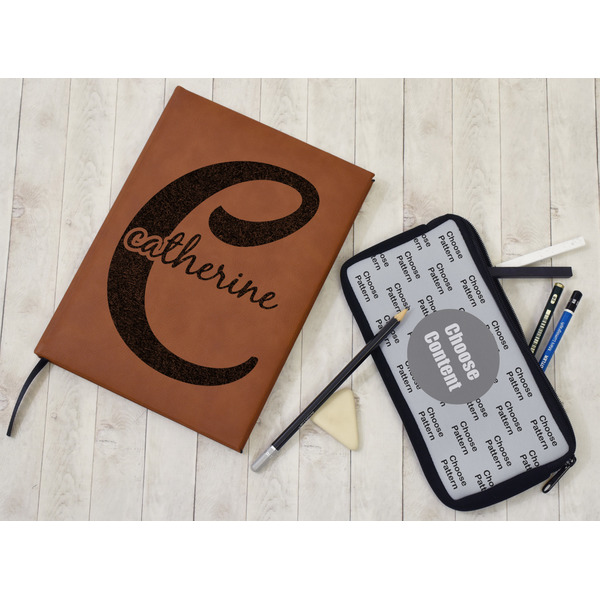 Name & Initial (Girly) Leather Sketchbook - Large - Single Sided - In Context