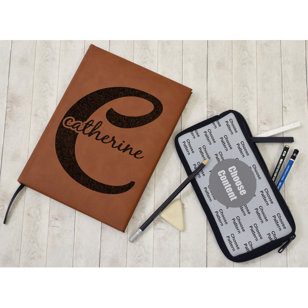 Name & Initial (Girly) Leather Sketchbook - Small - Single Sided - In Context