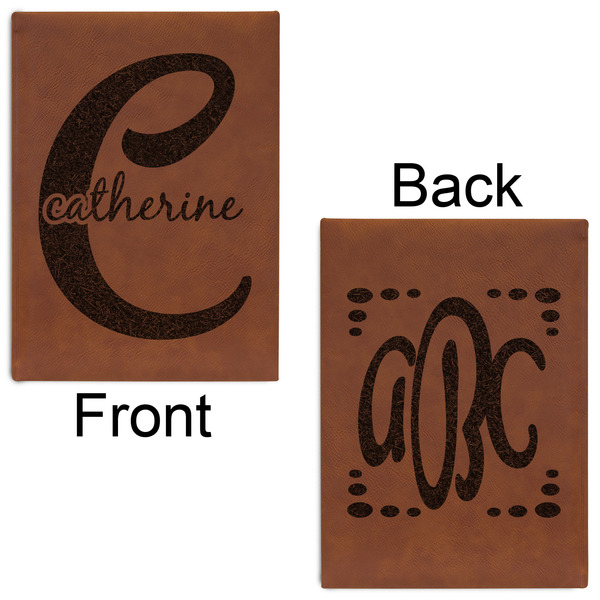 Name & Initial (Girly) Leatherette Journals - Large - Double Sided - Front & Back View