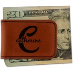 Name & Initial (Girly) Leatherette Magnetic Money Clip - Double Sided (Personalized)