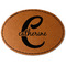 Name & Initial (Girly) Faux Leather Iron On Patch - Oval (Personalized)