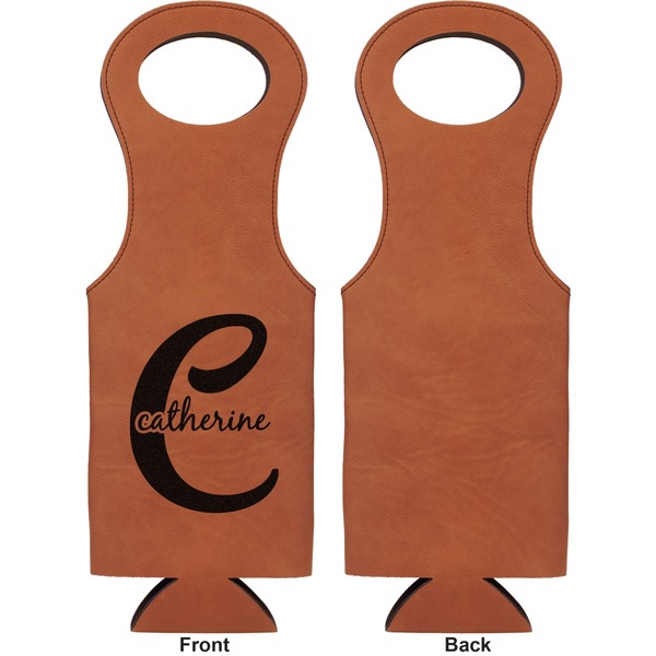 Name & Initial (Girly) Leatherette Wine Tote Single Sided - Front and Back