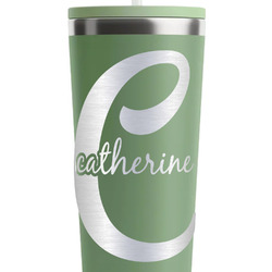 Name & Initial (Girly) RTIC Everyday Tumbler with Straw - 28oz - Light Green - Single-Sided (Personalized)