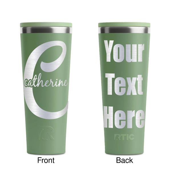 Name & Initial (Girly) Light Green RTIC Everyday Tumbler - 28 oz. - Front and Back