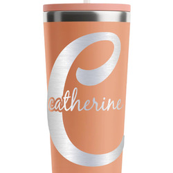Name & Initial (Girly) RTIC Everyday Tumbler with Straw - 28oz - Peach - Single-Sided (Personalized)