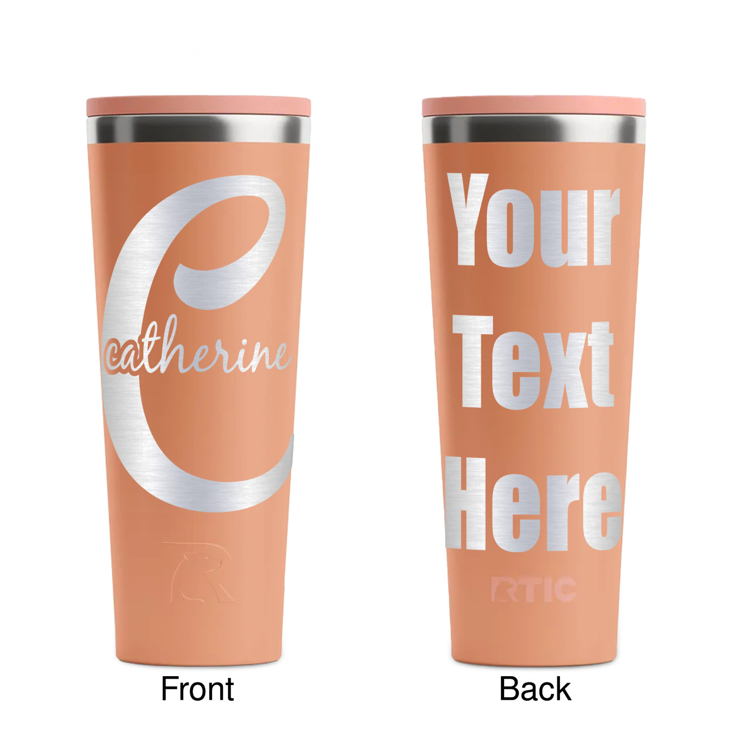 https://www.youcustomizeit.com/common/MAKE/837763/Name-Initial-Girly-Peach-RTIC-Everyday-Tumbler-28-oz-Front-and-Back.jpg?lm=1698259164
