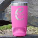 Name & Initial (Girly) 20 oz Stainless Steel Tumbler - Pink - Single Sided (Personalized)