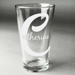 Name & Initial (Girly) Pint Glass - Engraved (Personalized)