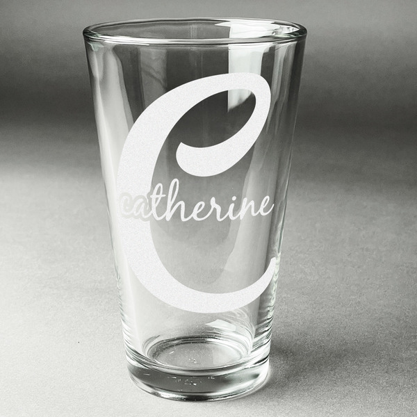 Custom Name & Initial (Girly) Pint Glass - Engraved (Personalized)