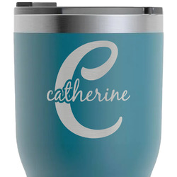 Name & Initial (Girly) RTIC Tumbler - Dark Teal - Laser Engraved - Double-Sided (Personalized)