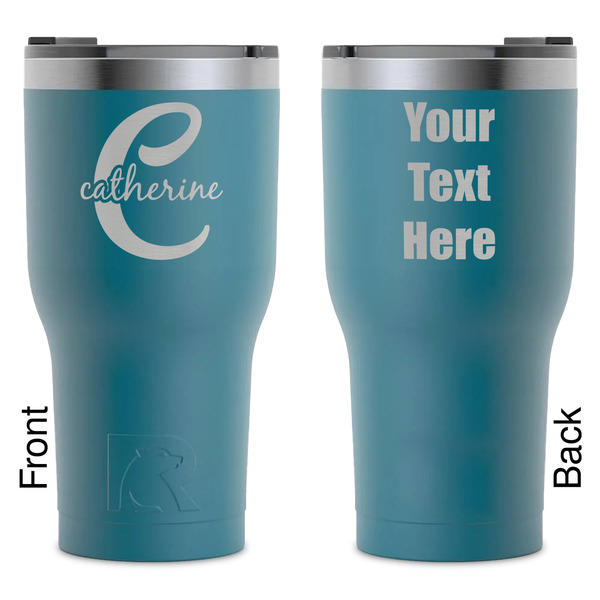 Custom Name & Initial (Girly) RTIC Tumbler - Dark Teal - Laser Engraved - Double-Sided (Personalized)