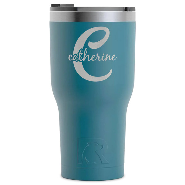Custom Name & Initial (Girly) RTIC Tumbler - Dark Teal - Laser Engraved - Single-Sided (Personalized)
