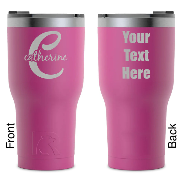 Custom Name & Initial (Girly) RTIC Tumbler - Magenta - Laser Engraved - Double-Sided (Personalized)