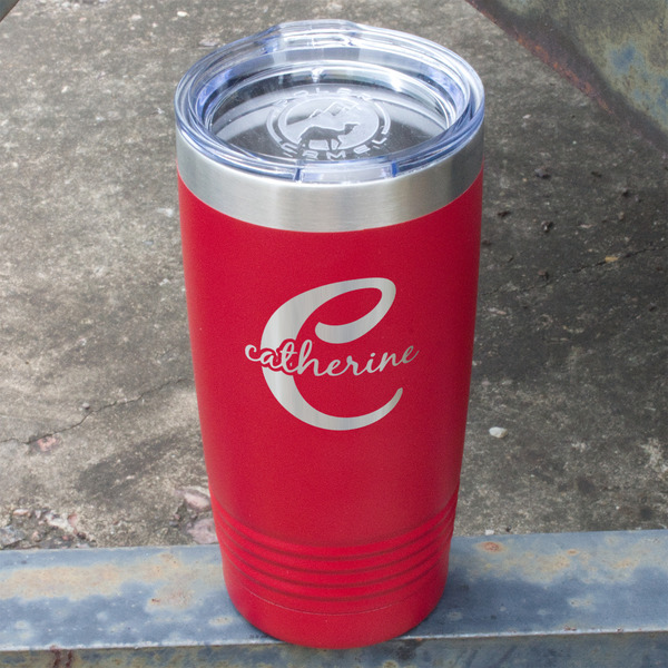 Name & Initial (Girly) Red Polar Camel Tumbler - 20oz - Angled