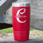 Name & Initial (Girly) 20 oz Stainless Steel Tumbler - Red - Single Sided (Personalized)