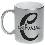 Name & Initial (Girly) Metallic Silver Mug (Personalized)