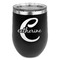 Name & Initial (Girly) Stemless Stainless Steel Wine Tumbler - Black - Double Sided (Personalized)