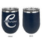 Name & Initial (Girly) Stainless Wine Tumblers - Navy - Single Sided - Approval