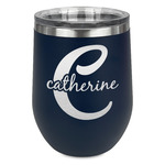 Name & Initial (Girly) Stemless Wine Tumbler - 5 Color Choices - Stainless Steel  (Personalized)