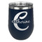 Name & Initial (Girly) Stainless Wine Tumblers - Navy - Single Sided - Front
