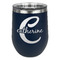 Name & Initial (Girly) Stemless Stainless Steel Wine Tumbler - Navy - Single Sided (Personalized)
