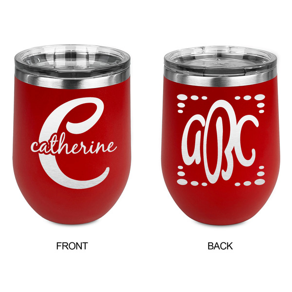 Name & Initial (Girly) Stainless Wine Tumblers - Red - Double Sided - Approval