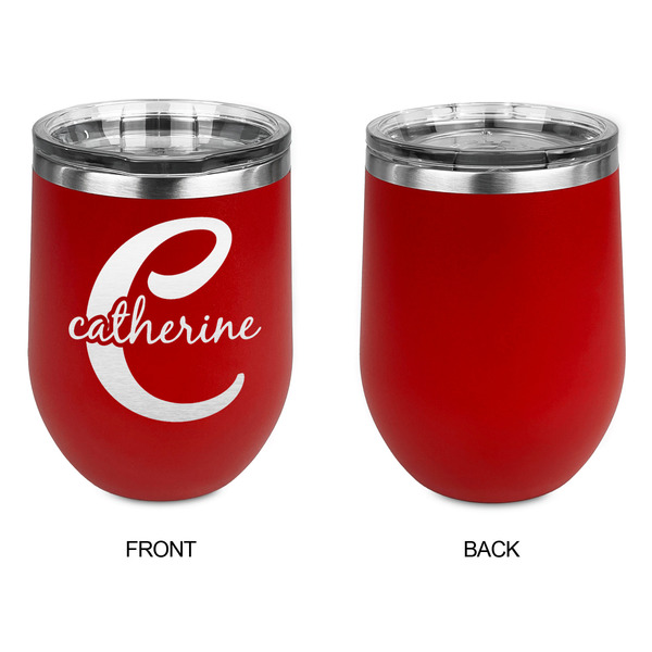 Name & Initial (Girly) Stainless Wine Tumblers - Red - Single Sided - Approval