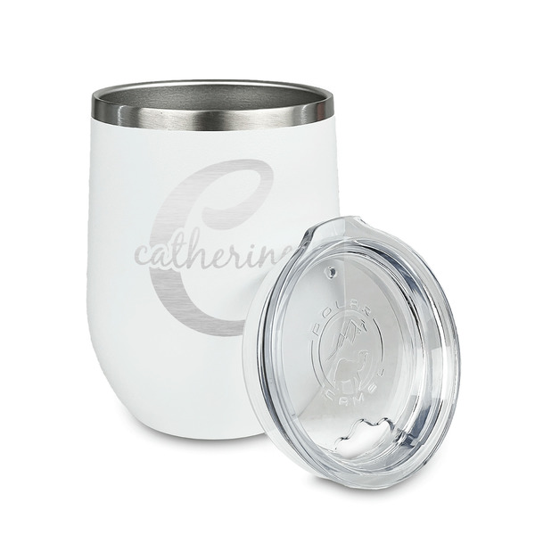 Name & Initial (Girly) Stainless Wine Tumblers - White - Single Sided - Alt View
