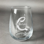 Name & Initial (Girly) Stemless Wine Glass (Single) (Personalized)