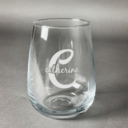 Name & Initial (Girly) Stemless Wine Glass (Single) (Personalized)