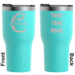 Name & Initial (Girly) RTIC Tumbler - Teal - Engraved Front & Back (Personalized)
