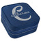 Name & Initial (Girly) Travel Jewelry Boxes - Leather - Navy Blue - Angled View