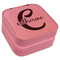 Name & Initial (Girly) Travel Jewelry Boxes - Leather - Pink - Angled View