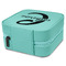 Name & Initial (Girly) Travel Jewelry Boxes - Leather - Teal - View from Rear