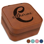 Name & Initial (Girly) Travel Jewelry Box - Leather (Personalized)