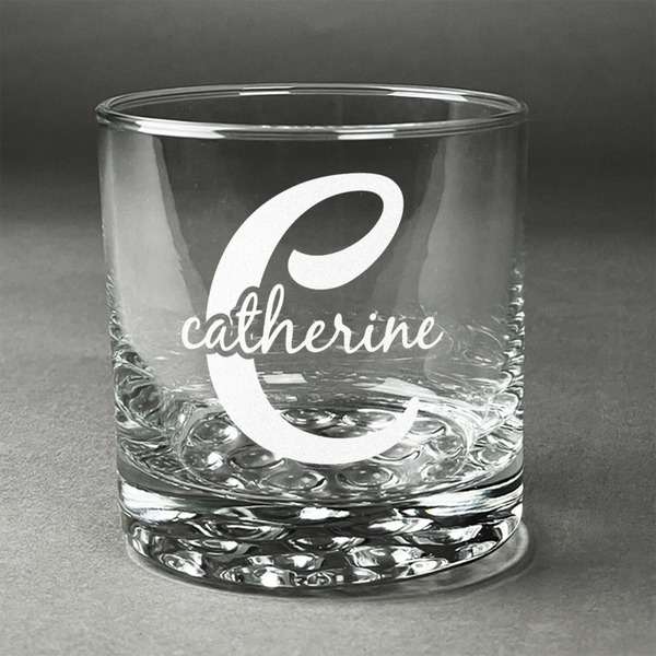 Custom Name & Initial (Girly) Whiskey Glass - Engraved (Personalized)