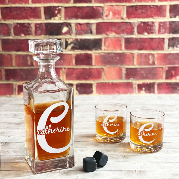 Name & Initial (Girly) Whiskey Glass - In Context