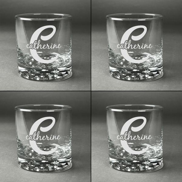 Name & Initial (Girly) Whiskey Glasses - Set of 4 all Engraved