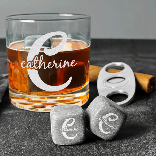 Name & Initial (Girly) Whiskey Stones - Set of 9 - In Context