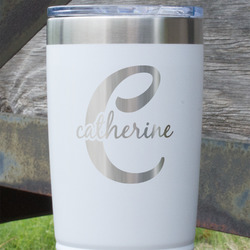 Name & Initial (Girly) 20 oz Stainless Steel Tumbler - White - Double Sided (Personalized)