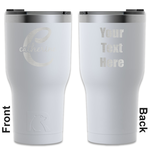 Custom Name & Initial (Girly) RTIC Tumbler - White - Engraved Front & Back (Personalized)